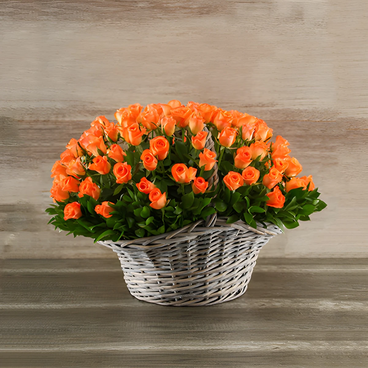 Send a basket with 101 orange roses