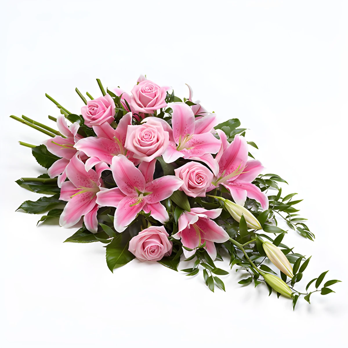An online order and delivery of funeral flowers by courier.