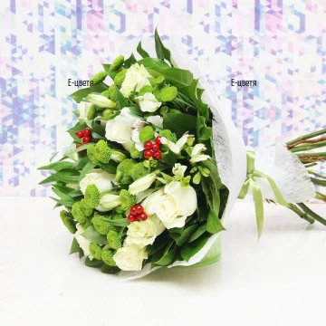 A large bouquet of chrysanthemums and alstroemeria