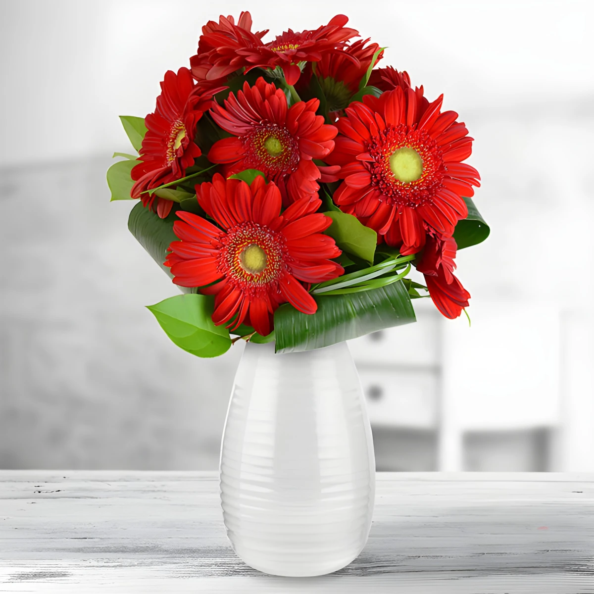 Send a bouquet of gerberas by courier.