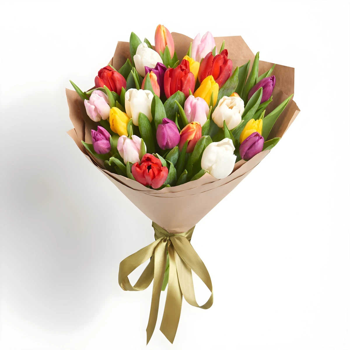 Spring bouquet of colourful tulips.