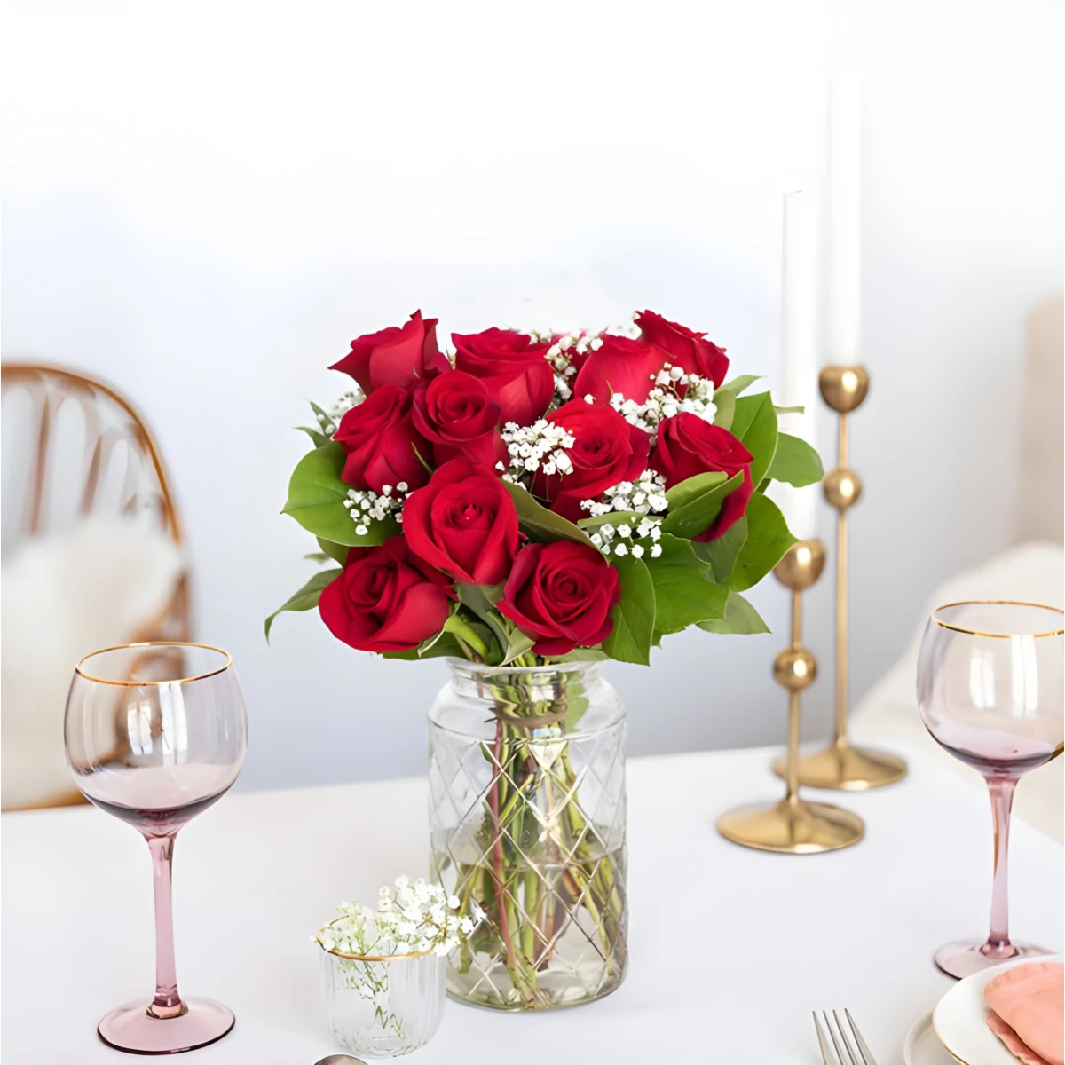 Send romantic bouquets of red roses.