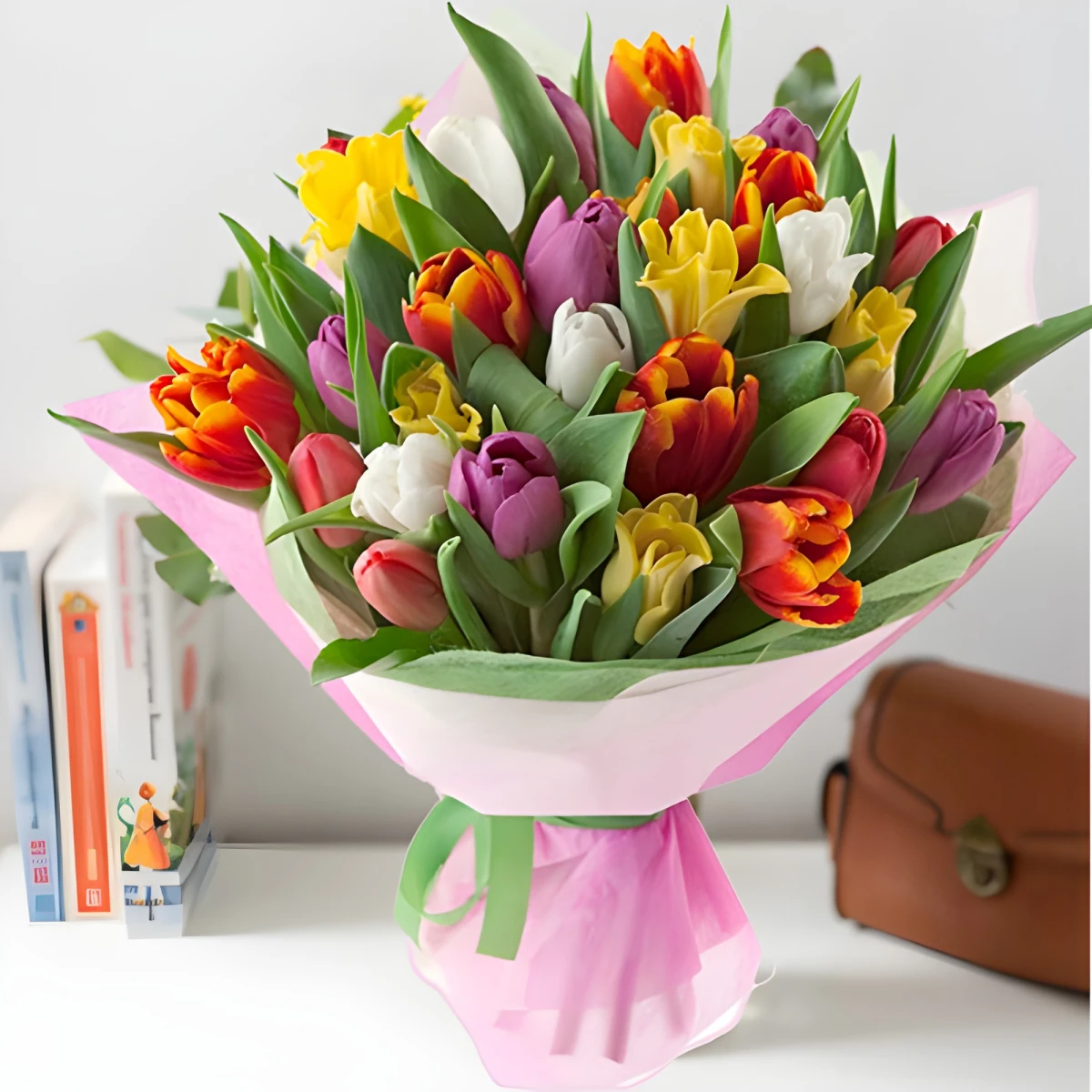 Send flowers - delivery of beautiful spring tulip bouque