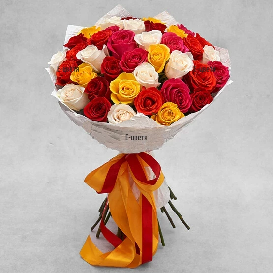 Perfect colorful bouquet of roses