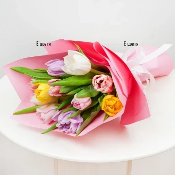Surprise your loved one with this classic bouquet of colorful tulips, symbolizing the diversity of life and the coming of spring.