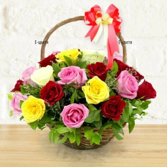 Send to Bulgaria 25 roses in a basket