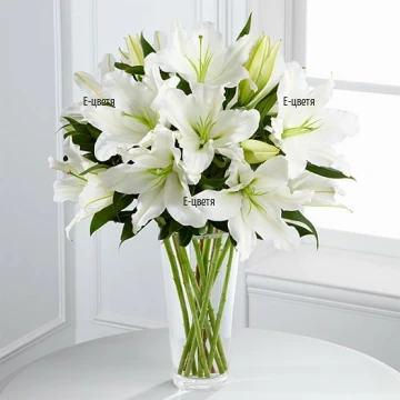An order and flower delivery - white lilies by courier