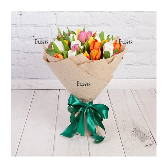 Send 35 tulips bouquet to Bulgaria