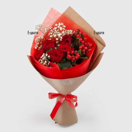 Ordering a bouquet of 5 red roses in Sofia