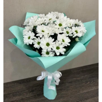 Flower delivery Bulgaria bouquet of 5 white chrysanthemums