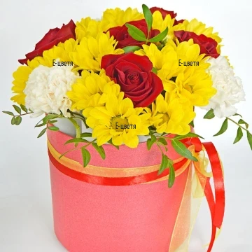Flower box delivery from a flower shop in the city of Varna.