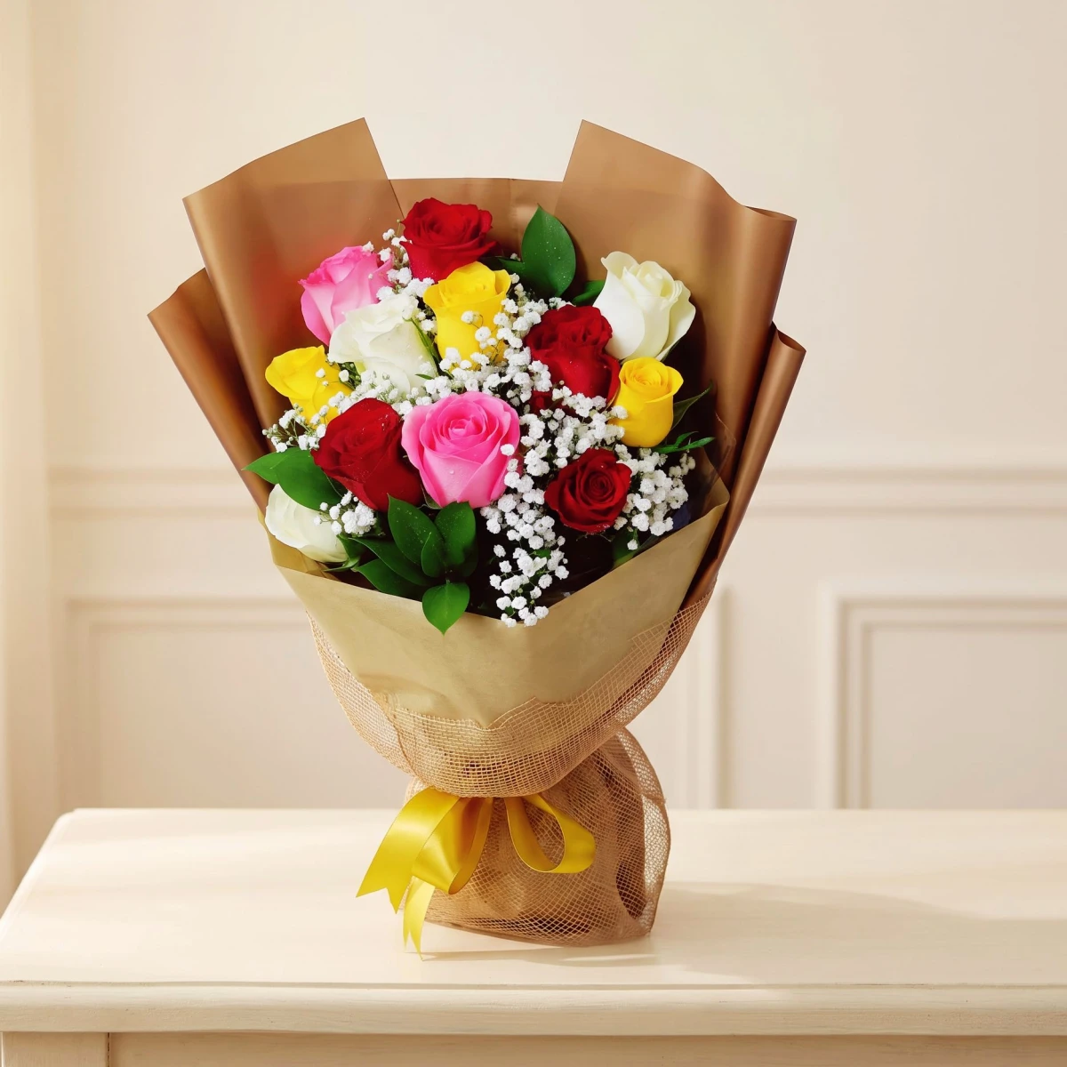 Send to Bulgaria a bouquet of 13 mix color roses