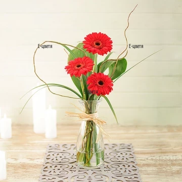 Send a boquet of 3 gerberas and greenery